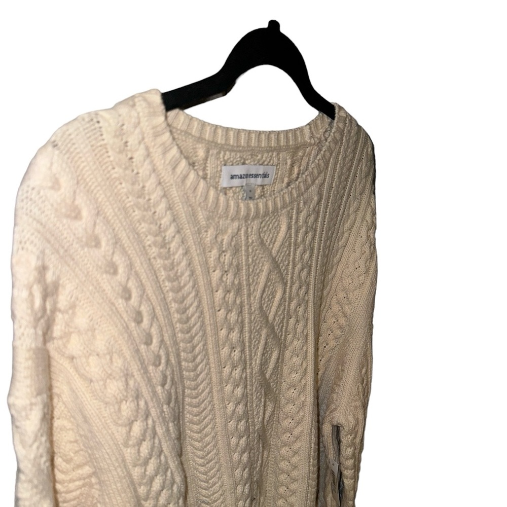 AMAZON ESSENTIALS CABLE KNIT WOMANS CREAM SWEATER XXL - Picture 6 of 7